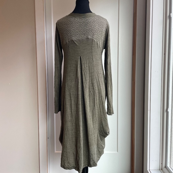Baby Doll Army Green Light Weight Woll Swing Dress - Picture 4 of 11